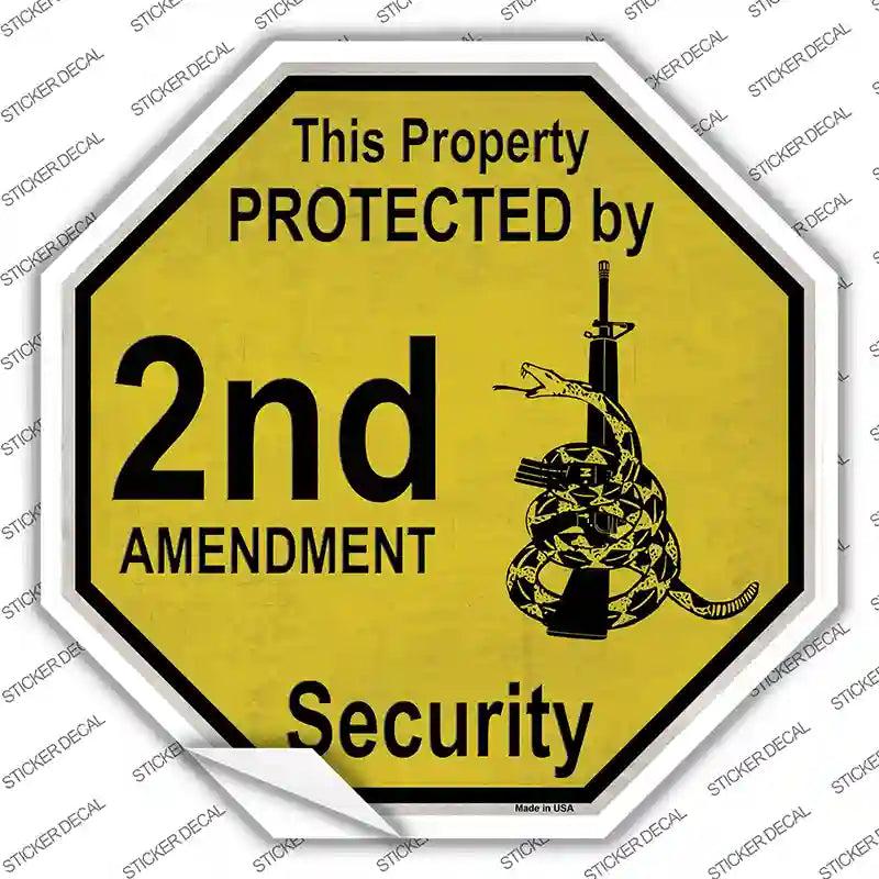 Protected By 2nd Amendment Security Novelty Octagon Sticker Decal image