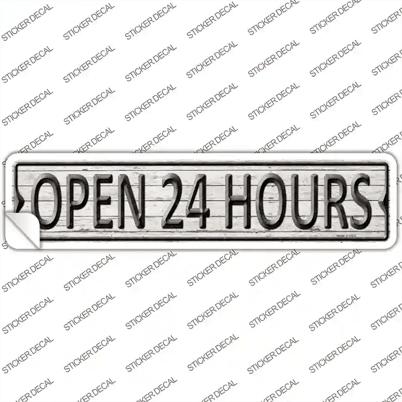 Open 24 Hours Novelty Narrow Sticker Decal image