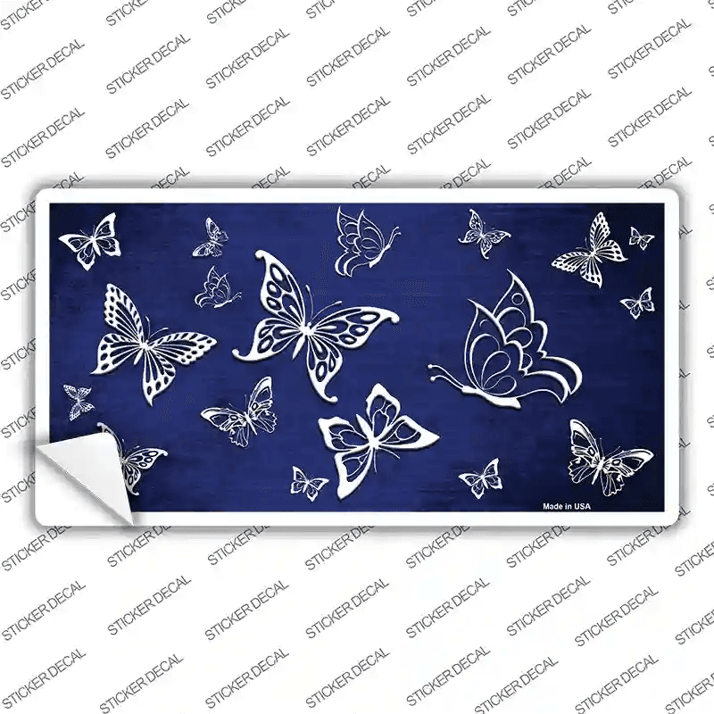 Blue White Butterfly Oil Rubbed Novelty Sticker Decal image