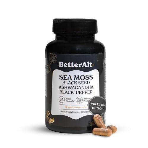 BetterAlt Sea Moss 6-in-1 with Ashwagandha & Black Seed Oil, 120 Capsules image