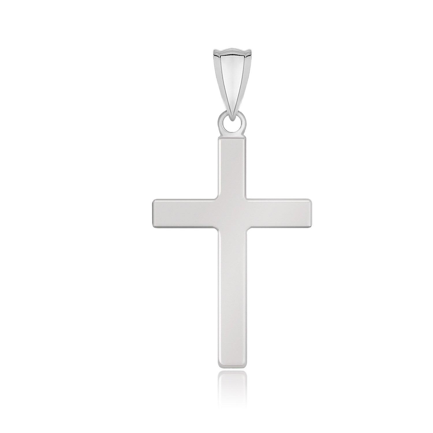 14k White Gold Flat Design Cross Pendant image