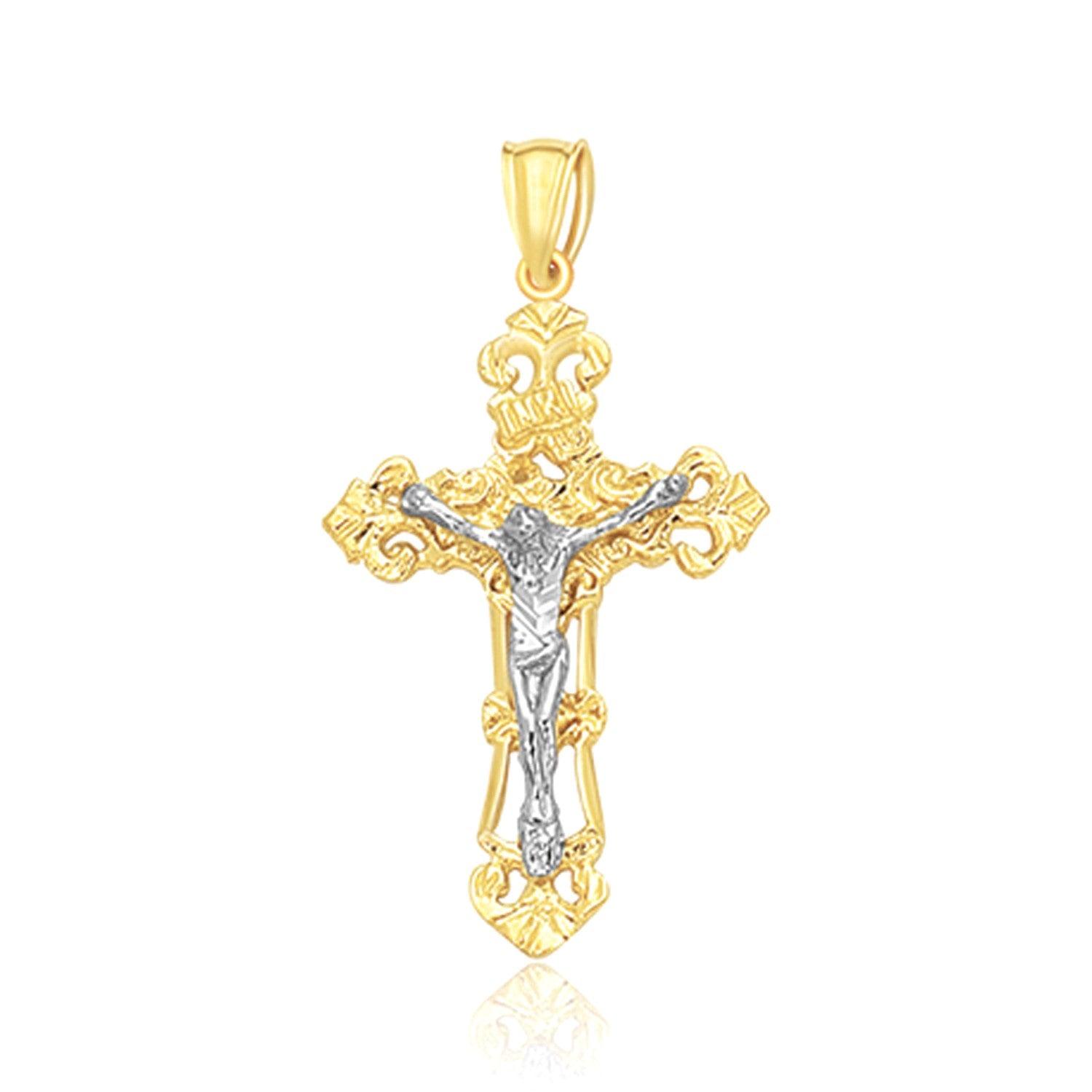 14k Two- Tone Gold Cross Pendant image
