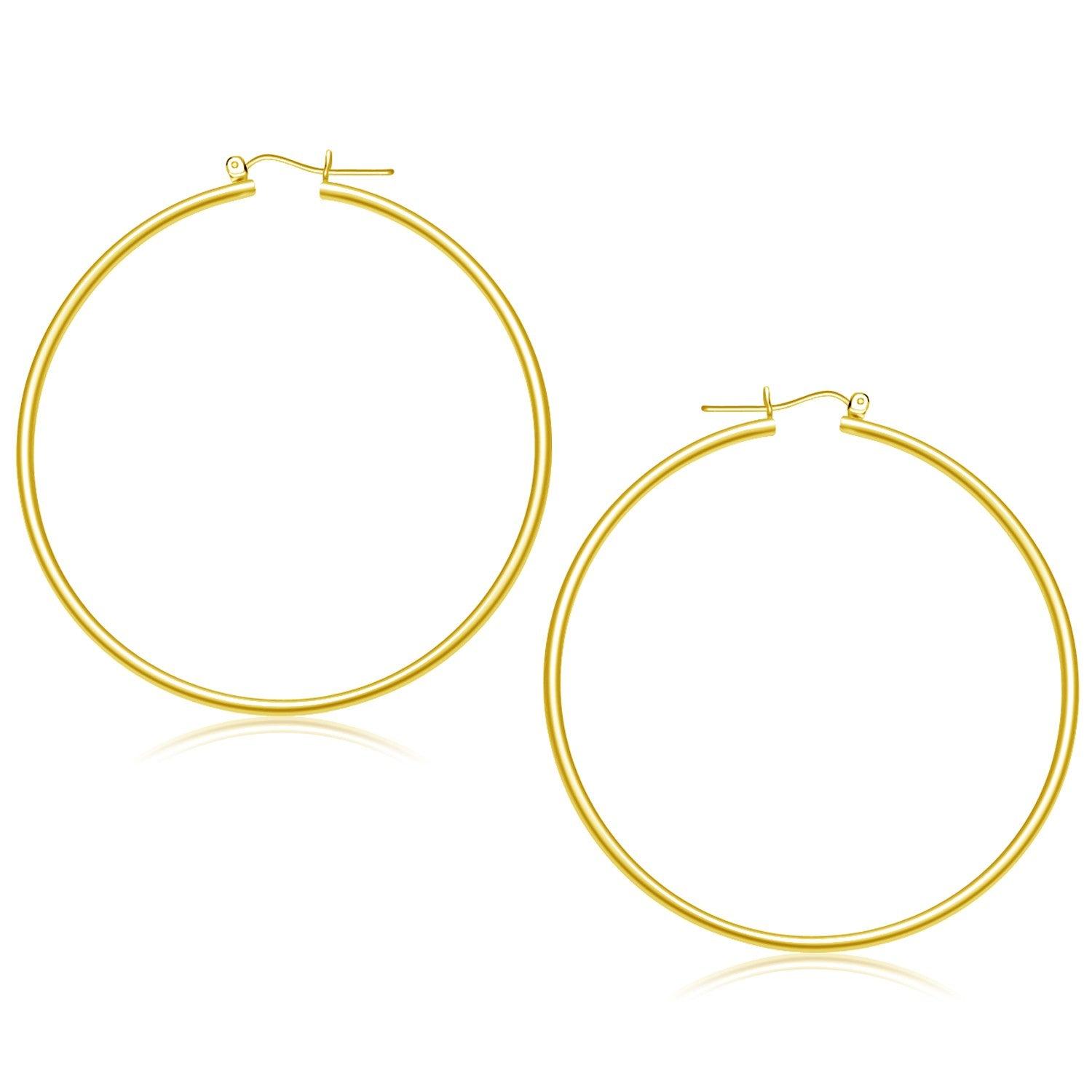 14k Yellow Gold Polished Hoop Earrings (2x55mm) image