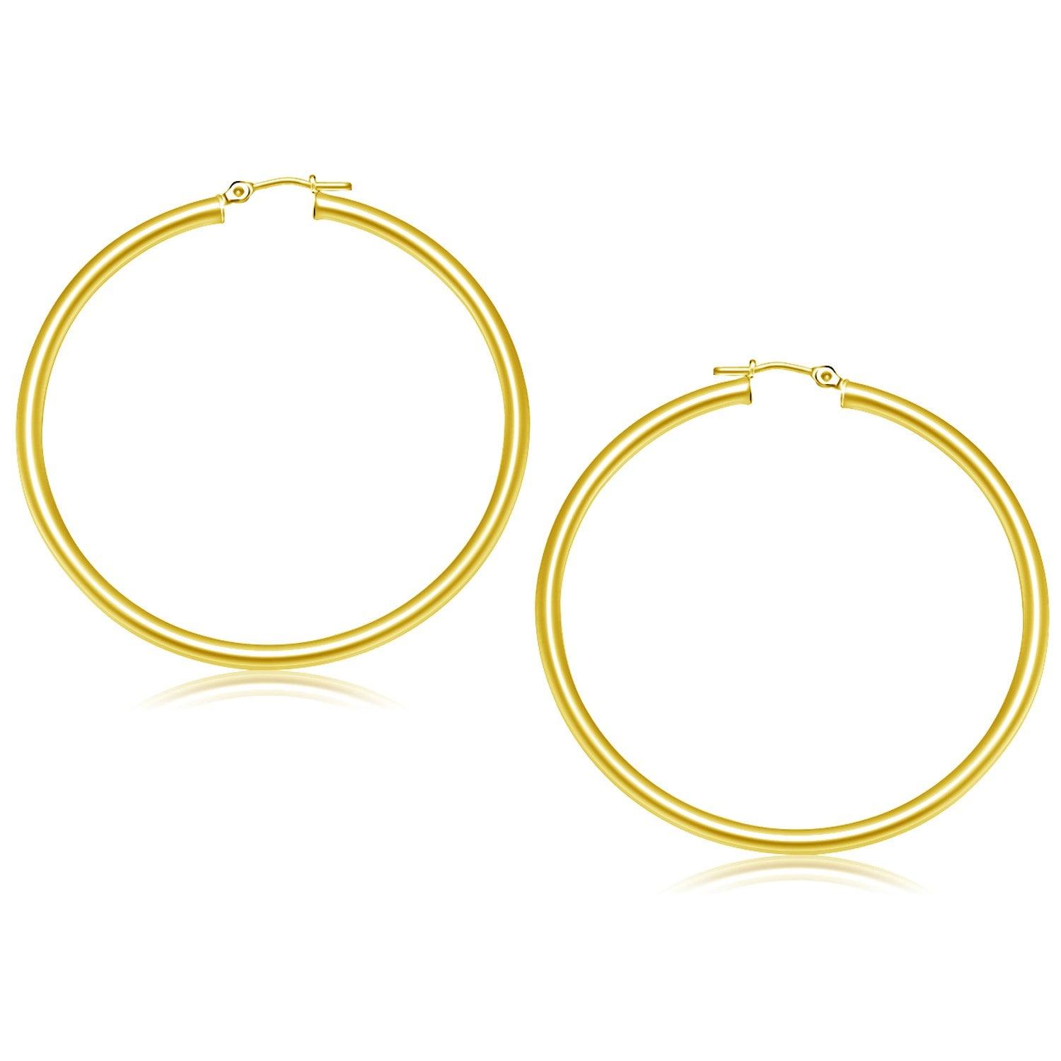 14k Yellow Gold Polished Hoop Earrings (3x50mm) image