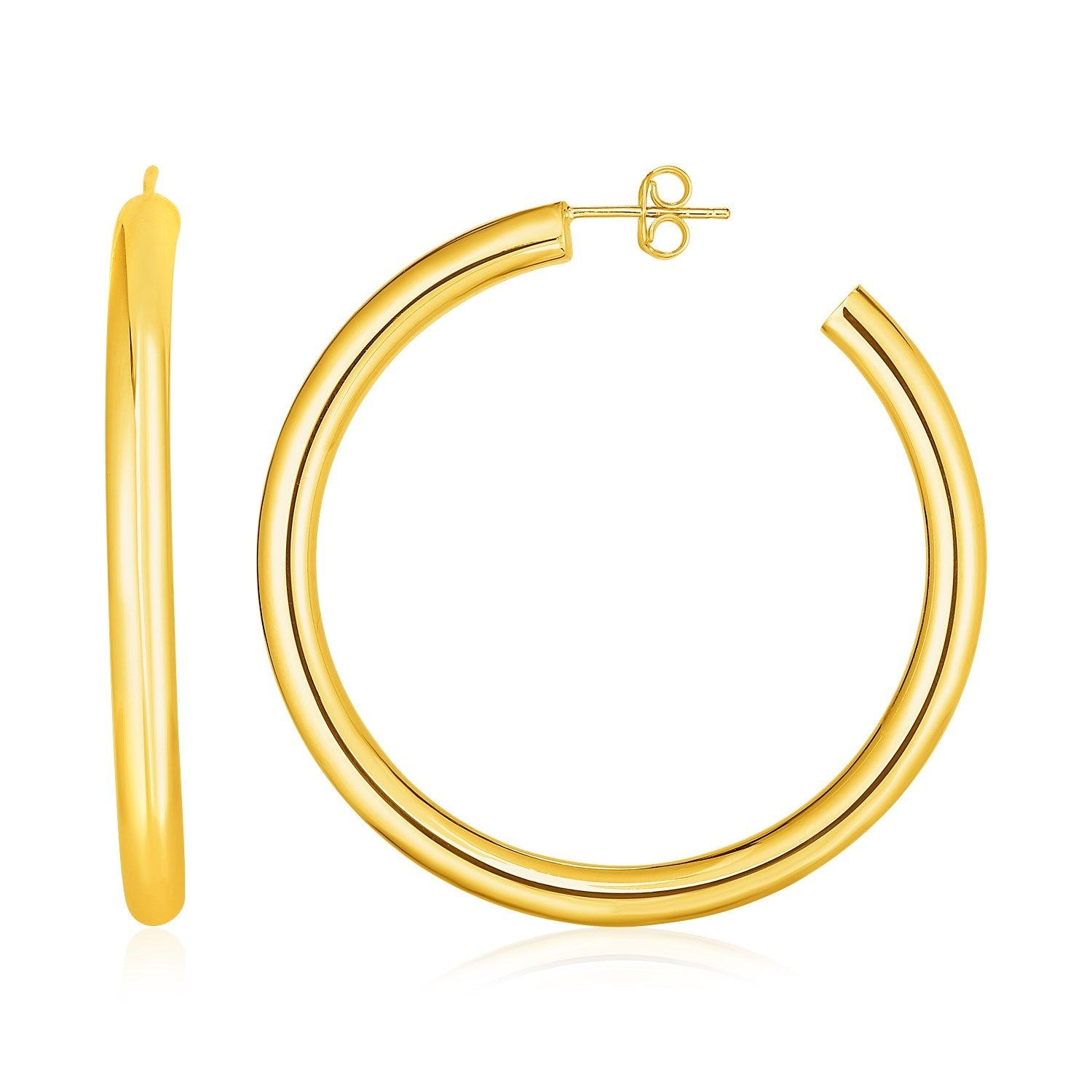 14k Yellow Gold Polished Hoop Earrings (16045) image