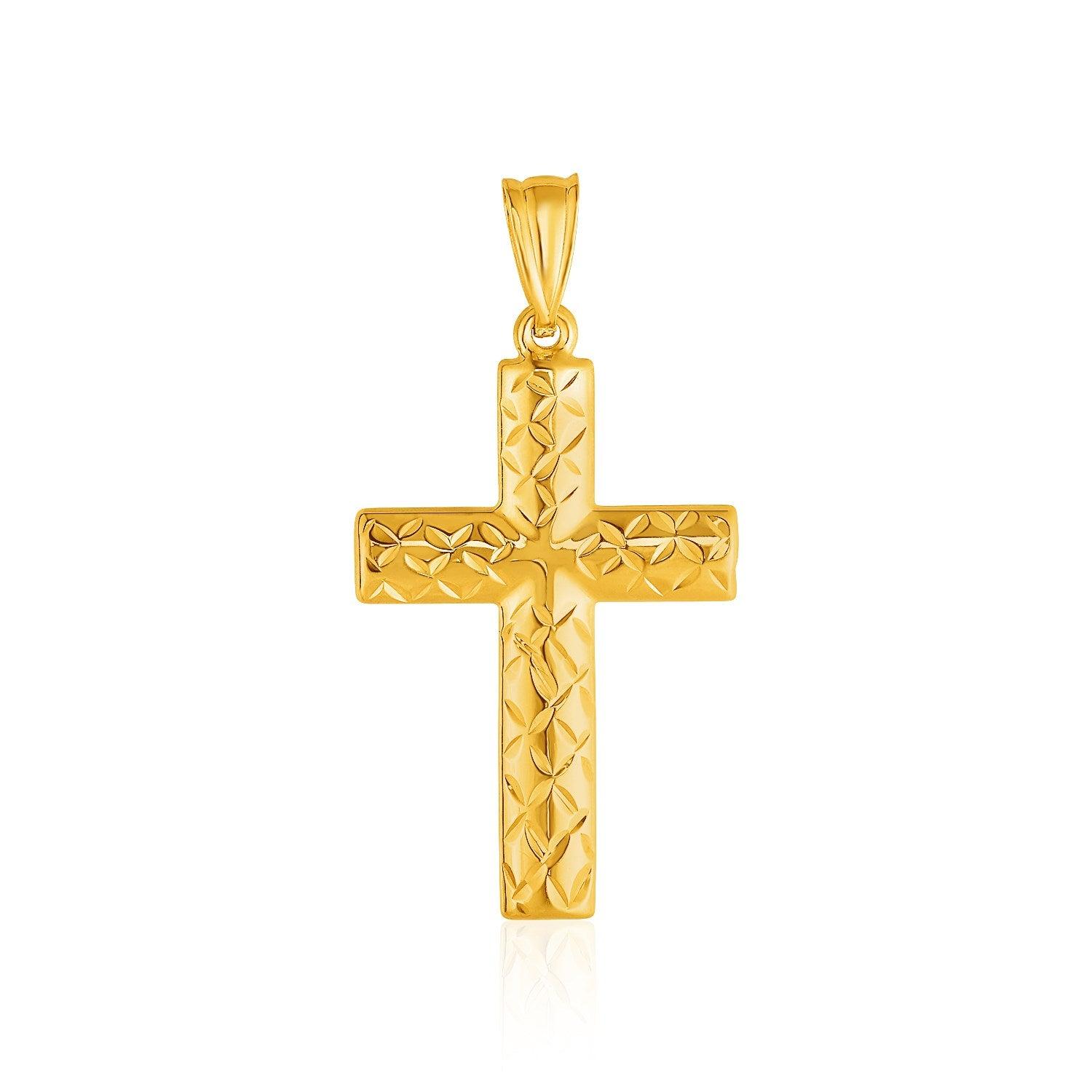 14k Yellow Gold Reversible Textured Cross Pendant image