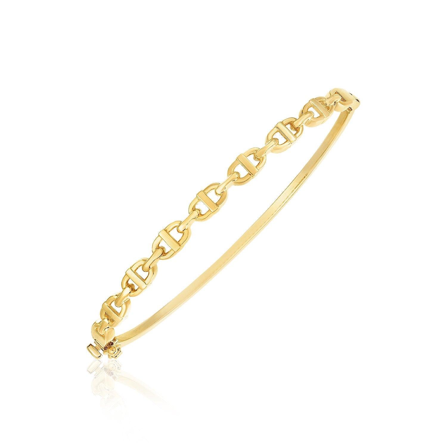 14k Yellow Gold High Polish Puffed Mariner Link Bangle (4.6mm) image
