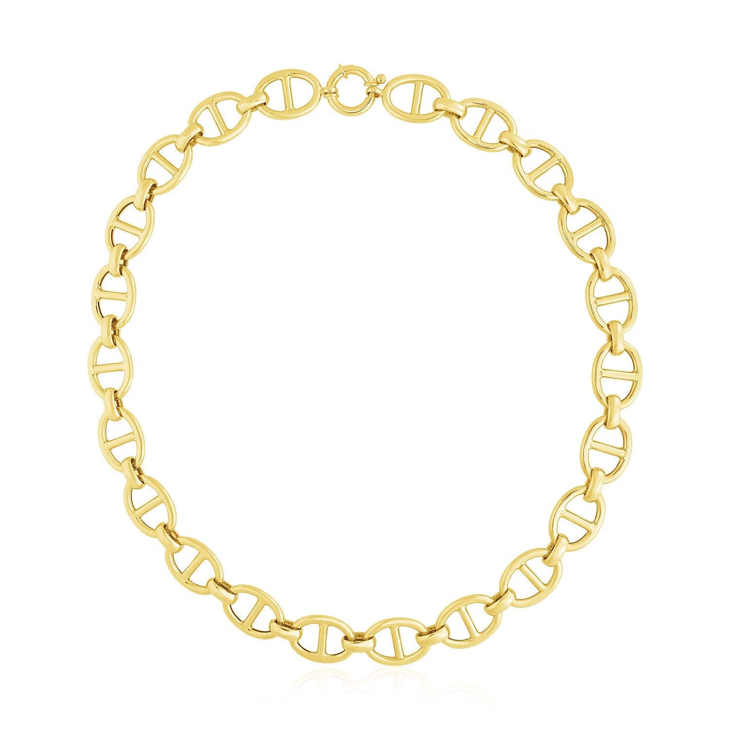 14k Yellow Gold High Polish Oval Mariner Link Necklace (13.8mm) image