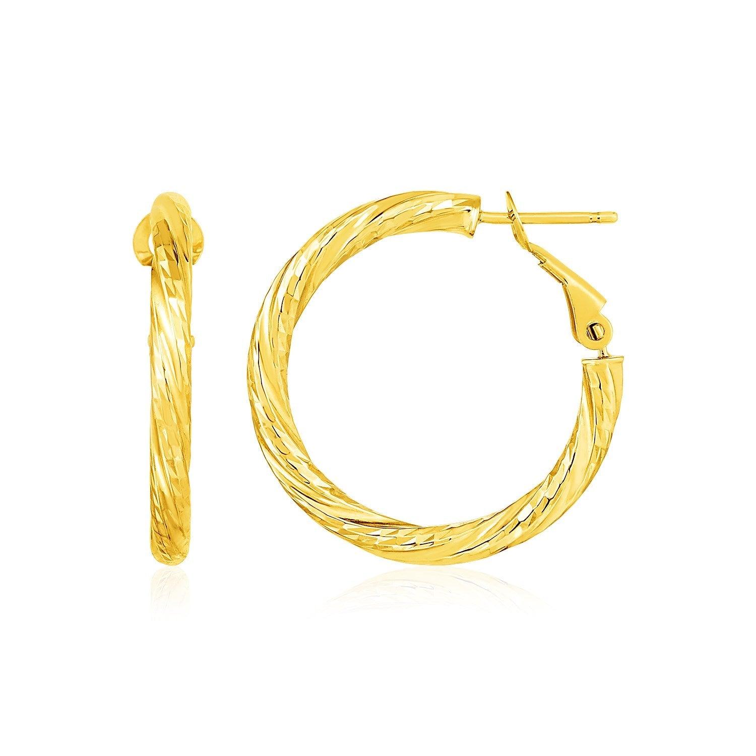14k Yellow Gold Petite Twisted Round Hoop Earrings (67004) image