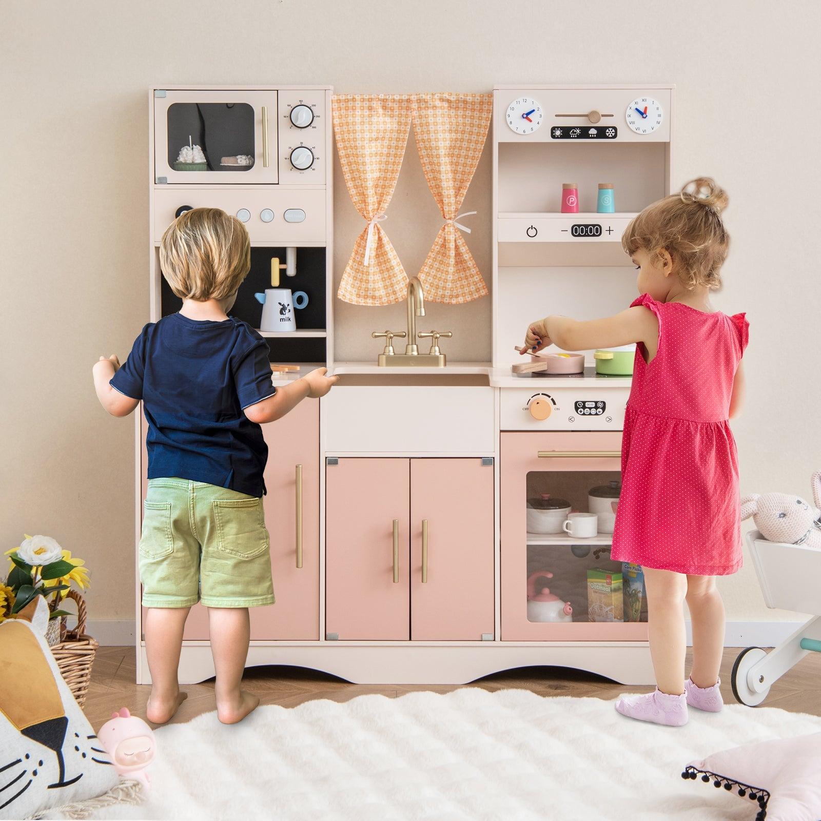 Kids Kitchen Playset with Microwave and Coffee Maker for Ages 3+ image