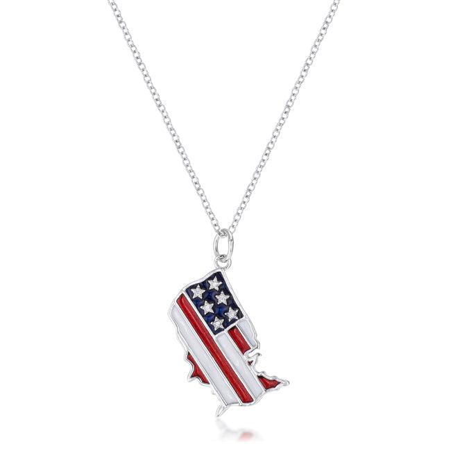 .015 Ct Patriotic U.S. Map Necklace image