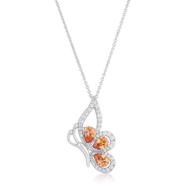 Avera Karen 2.8ct Cubic Zirconia Rhodium Butterfly Drop Necklace image