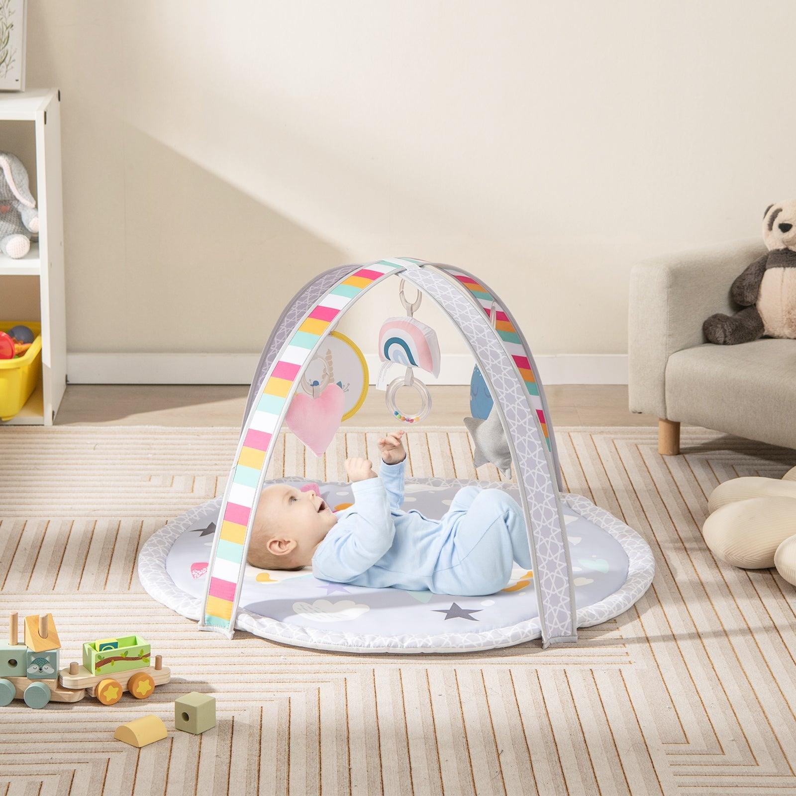 Baby Play Gym Mat 7-in-1 Tummy Time Activity Mat with 5 Detachable Toys-Multicolor image
