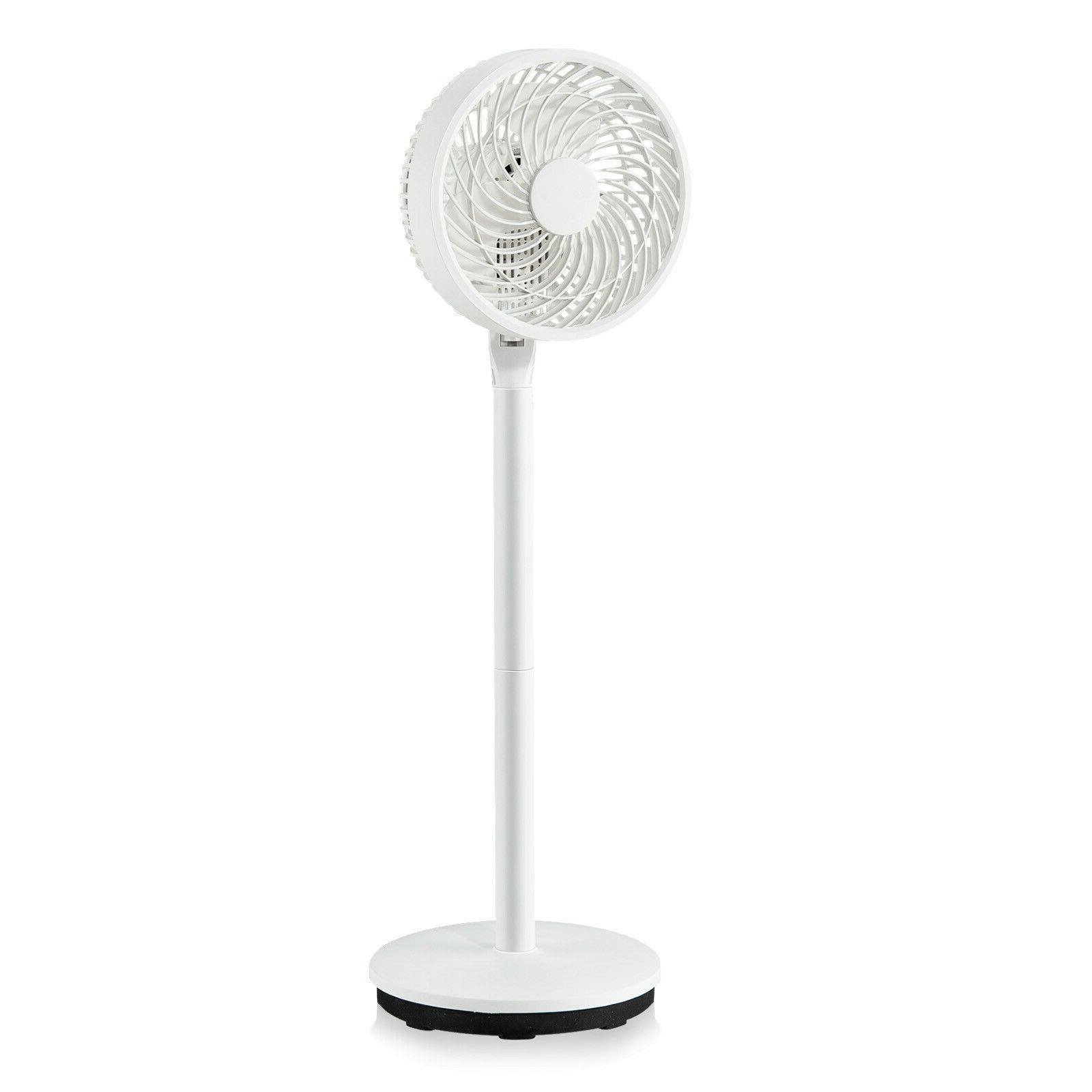 9 Inch Portable Oscillating Pedestal Floor Fan with Adjustable Heights and Speeds-White image