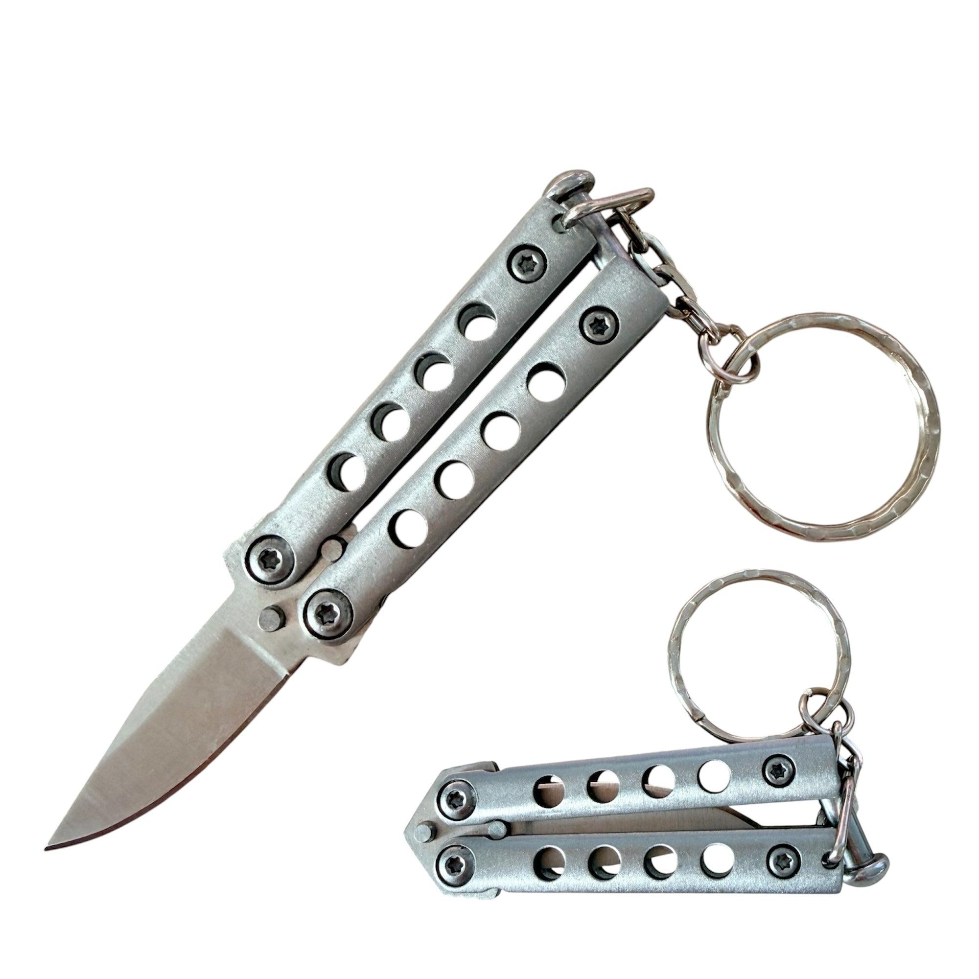 3.5 Inch Mini Butterfly Keychain Knives - Silver image