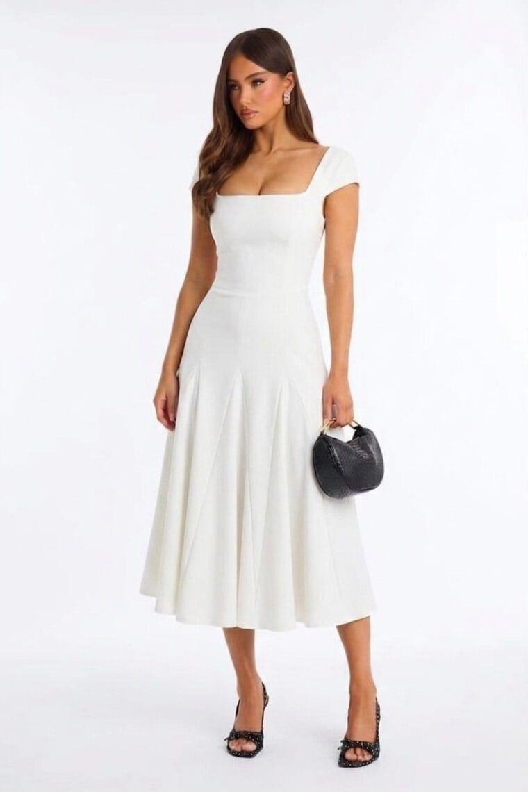 Flaire Lace-Up Back A-Line Midi Dress Flaire Lace-Up Back A-Line Midi Dress image