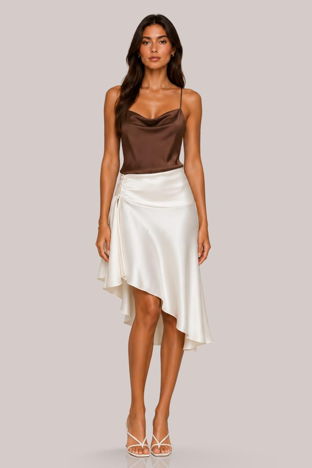 Satin Wrap Skort Midi Skirt Satin Wrap Skort Midi Skirt image