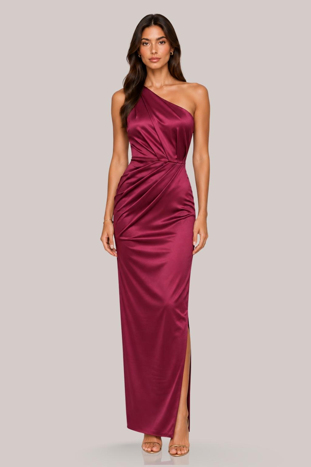 Valerie Ruched One Shoulder Maxi Dress Valerie Ruched One Shoulder Maxi Dress image