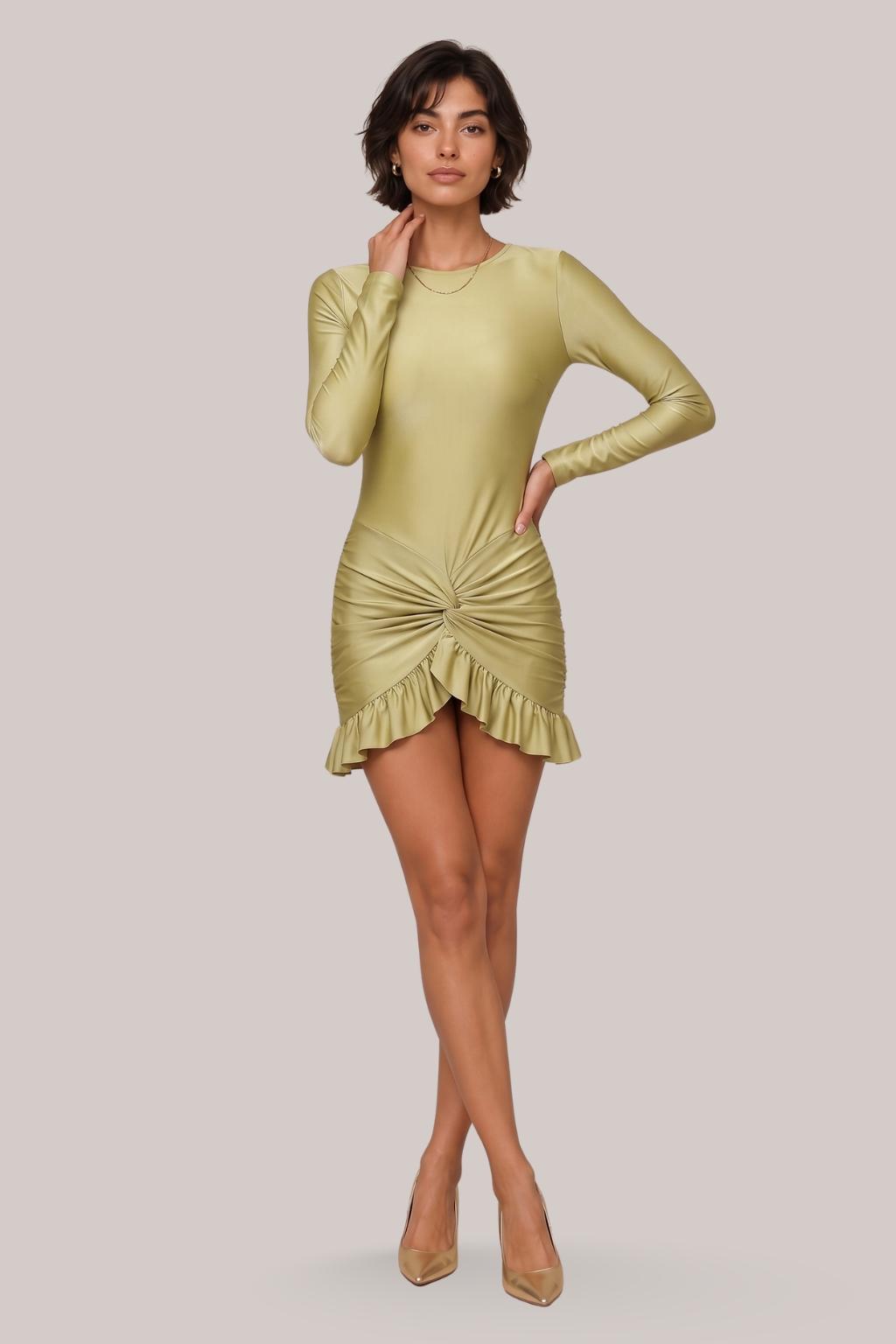 Aveline Ruched Long Sleeve Mini Dress Aveline Ruched Long Sleeve Mini Dress image