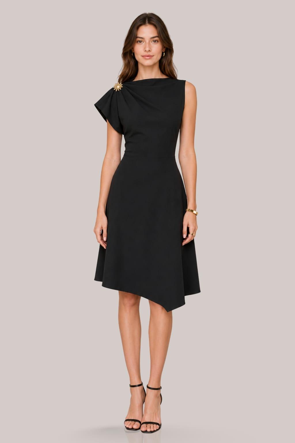 Ellise Statement Shoulder Midi Dress Ellise Statement Shoulder Midi Dress image