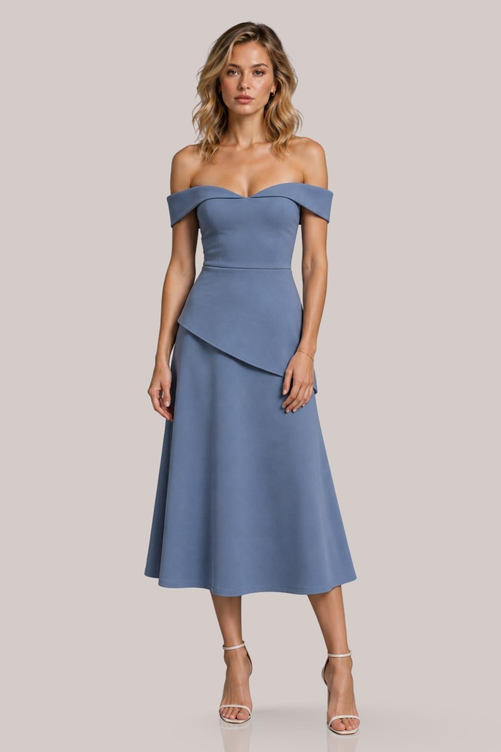 Camille Off-Shoulder Peplum Midi Dress Camille Off-Shoulder Peplum Midi Dress image