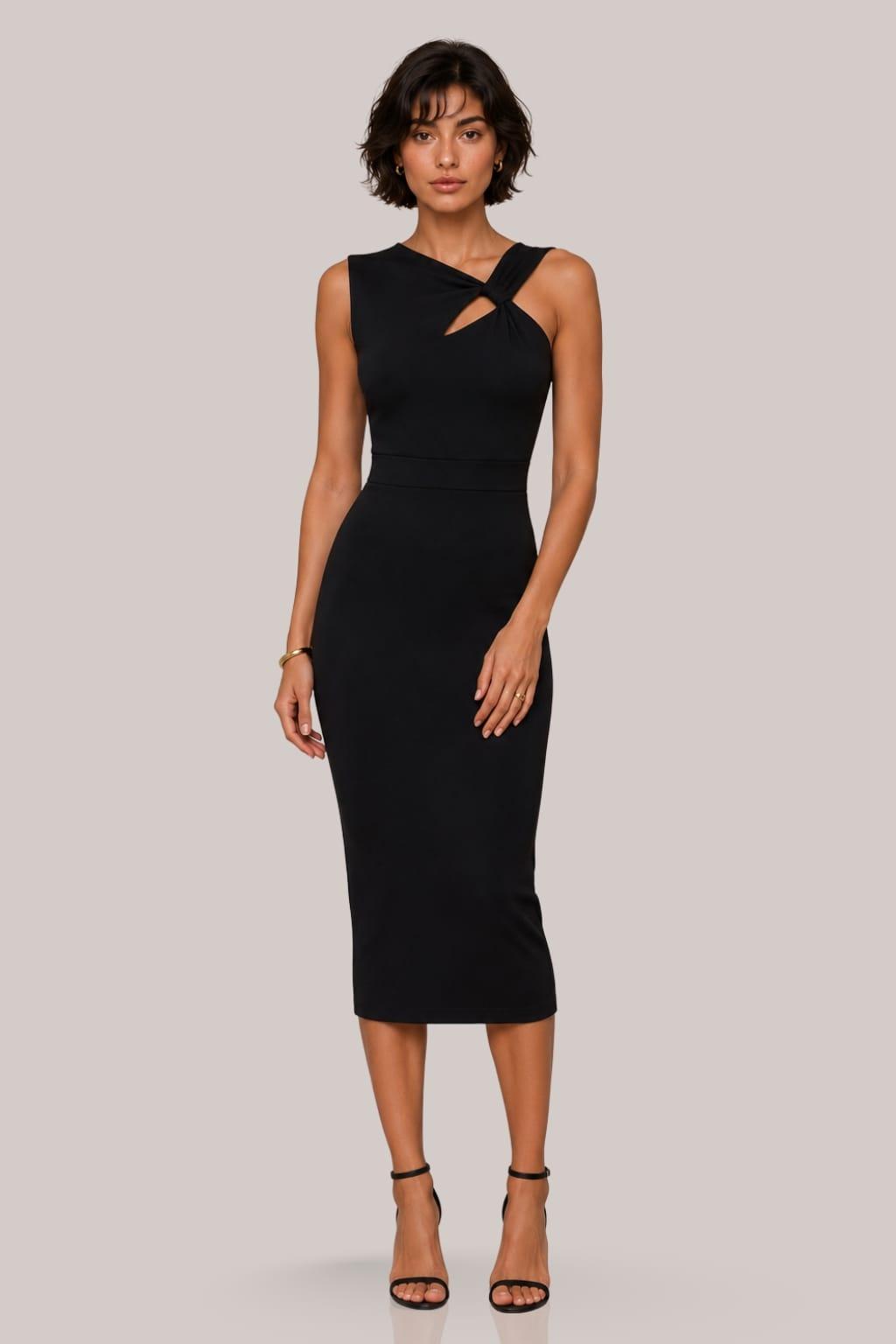Elera Twist Neck Midi Dress Elera Twist Neck Midi Dress image