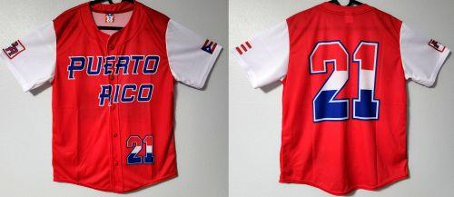 PUERTO RICO "RED 21" BASEBALL JERSEY CHILDREN SIZE image