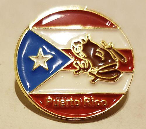 PUERTO RICO "COQUI -FLAG" ROUND PIN image