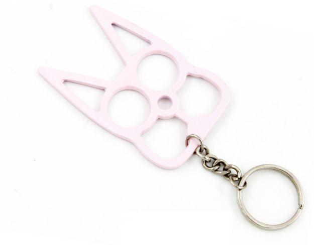 Cat Self Defensive Key Chain Size 3.14 X 1.96 inch Pink image