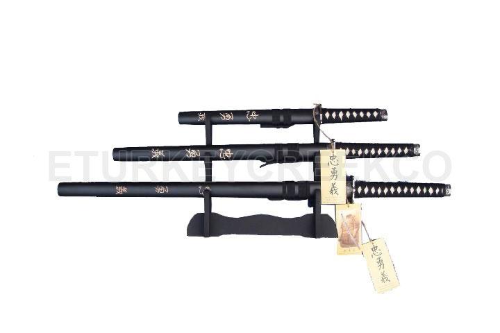 3 Pcs Dragon Samurai Sword Set W/ Stand image