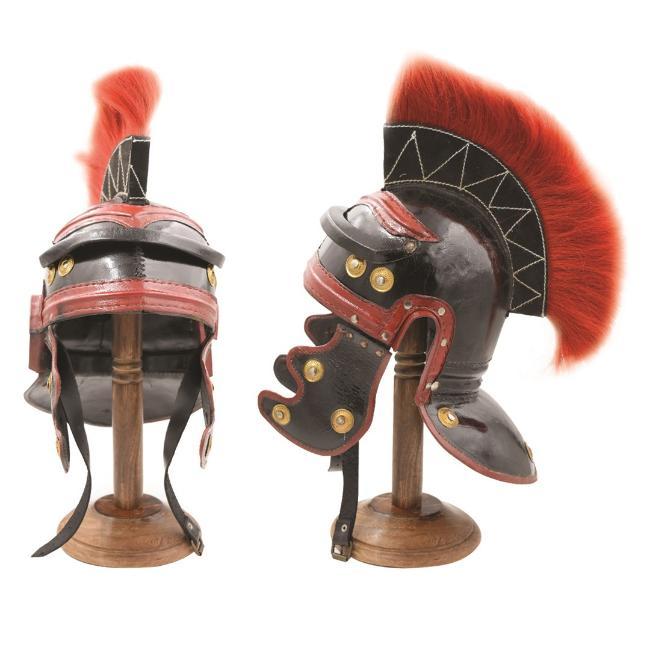 Medieval Warrior Leather Roman Centurion Helmet With Plume image