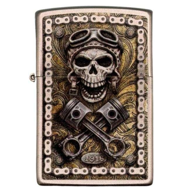 Motorcycle Skull Chrome Zippo Lighter image