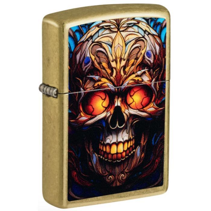 Stained Glass Skull Design Zippo Lighter - ZP-46715 image