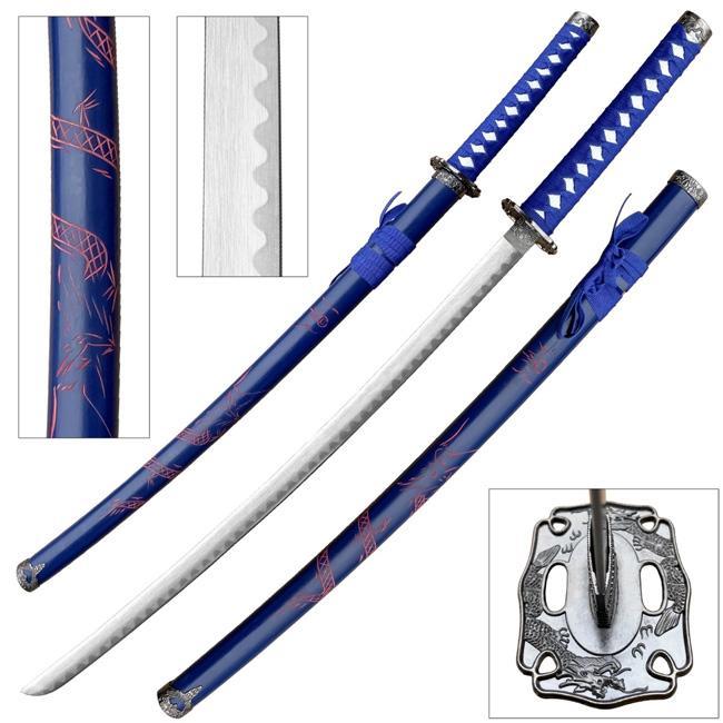 BladesUSA 40" Blue Dragon Samurai Katana YK-58BLD image