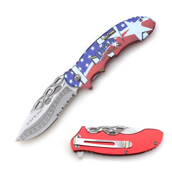 "In God We Trust  " USA Tactical Folder Spring Assist Knife image