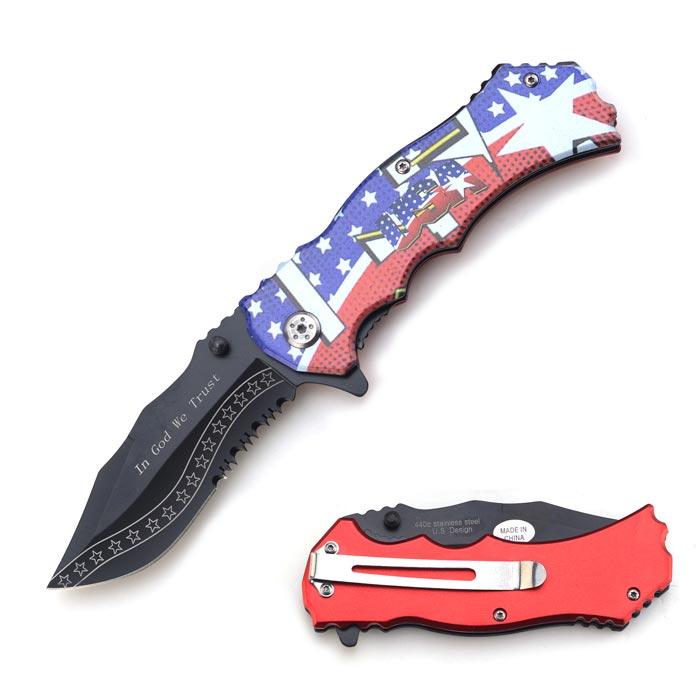 "In God We Trust   " USA Tactical Folder Spring Assist Knife image