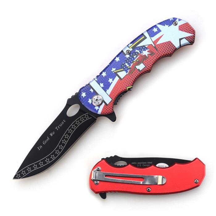 " In God We Trust " USA Tactical Folder  Assist Knife image