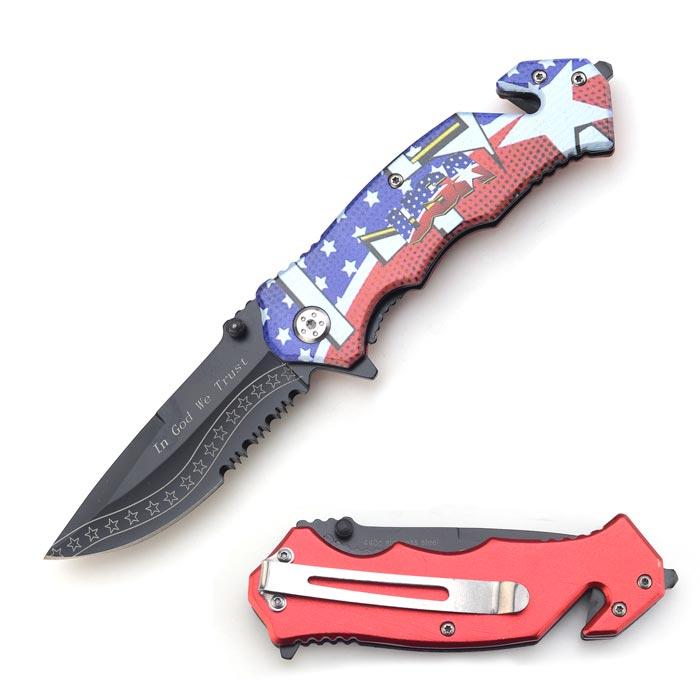 "In God We Trust  " USA Tactical Folder Spring Assist Knife image