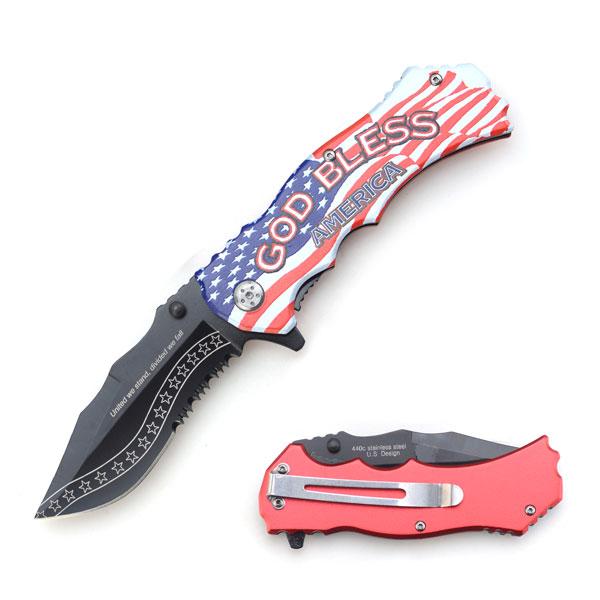 "United We Stand Divided We Fall" God Bless USA Tactical Folder image