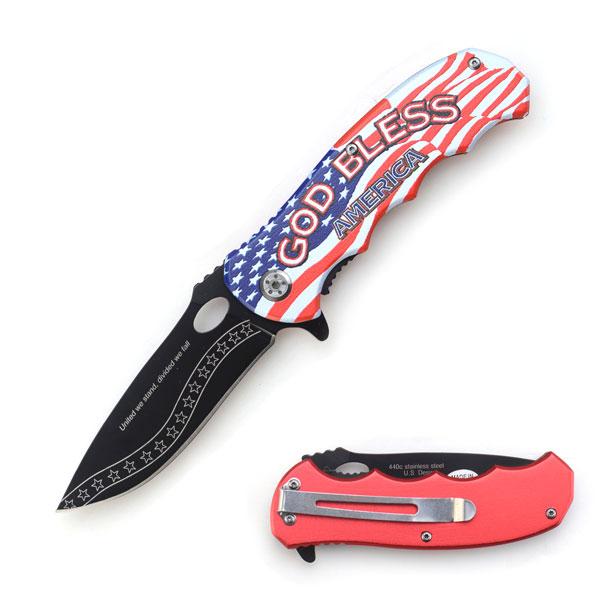 "United We Stand Divided We Fall" God Bless USA Tactical Folder image
