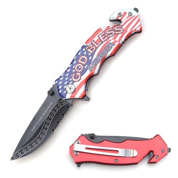"United We Stand Divided We Fall" God Bless USA Tactical Folder image