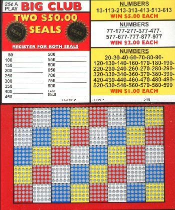 1000 HOLE BIG CLUB WITH TWO $50 SEALS - 25c PER PLAY image