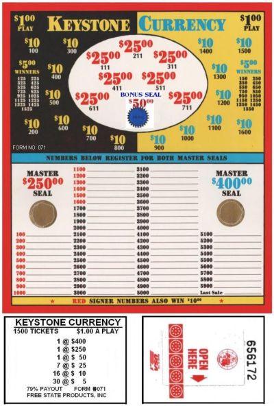 1500 COUNT KEYSTONE CURRENCY TICKET DEAL - $1.00 PER PLAY image