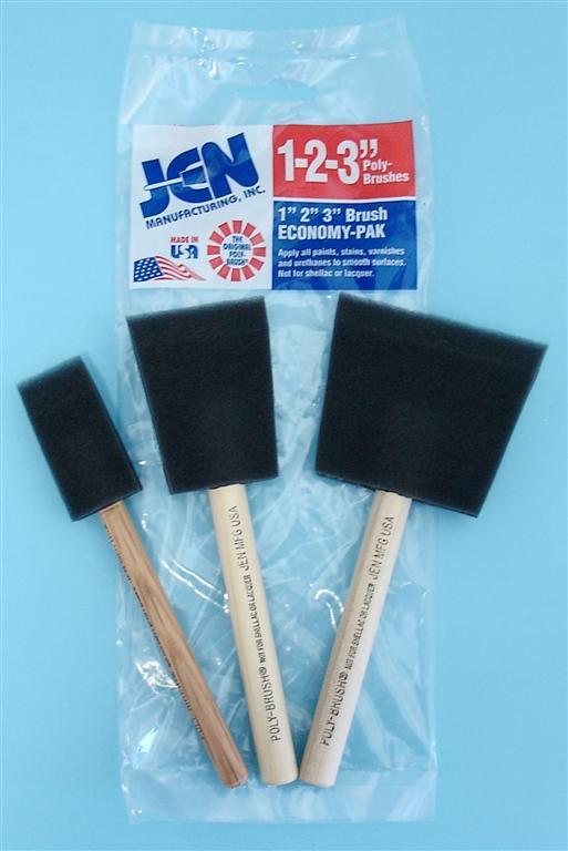 3 Piece Jen Foam Brush Set-Wood Handle Case Pack 18 image