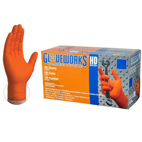 100 PIECE NITRILE GLOVES, MEDIUM ORANGE, 9 MIL FINGER, 8 MIL PALM image