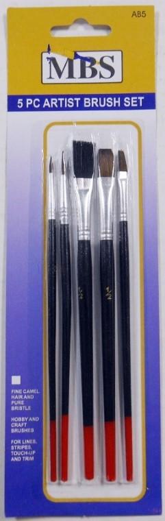 5 PC CAMEL HAIR ARTIST BRUSH SET, CASE PACK 144 SETS image