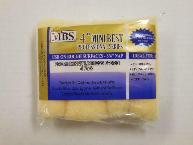 4 Piece 4" Mini Roller Covers, 3/4" Nap, Premium Polyester image