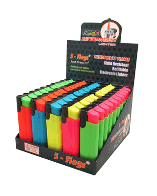 5-FLAGS -Windproof flame Lighter w/ Neon Rubber finished body image