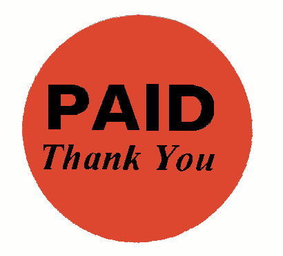 PAID, THANK YOU Label, 1.5" Round, Fl. Red, 1000/roll