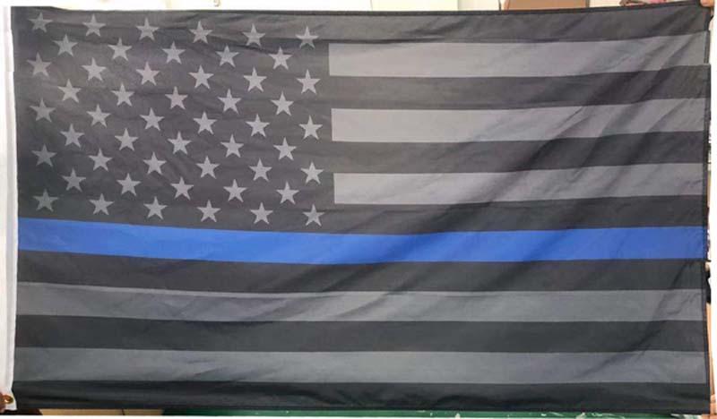 FLG991B Thin Blue Line Black out US Flag image